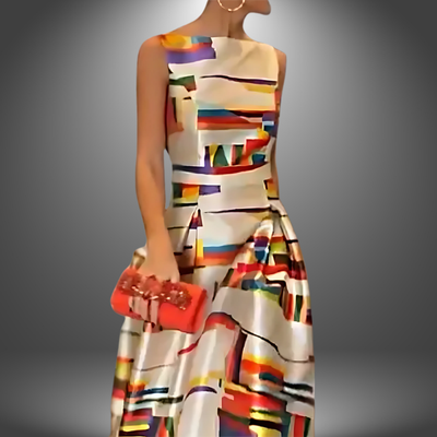 Joanne™ | Geometric Print Maxi Dress for Bold Summer Elegance