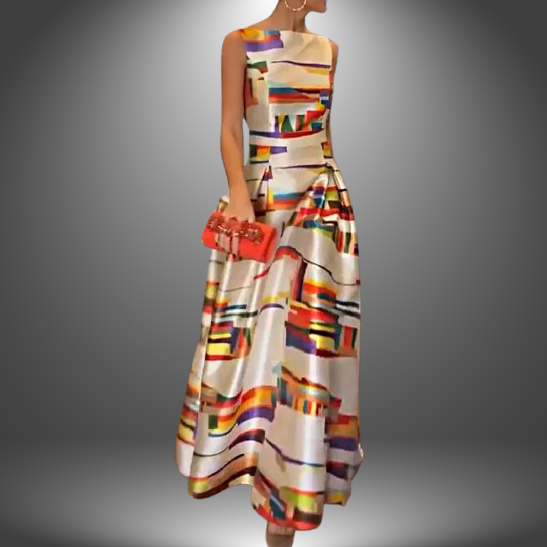 Joanne™ | Geometric Print Maxi Dress for Bold Summer Elegance